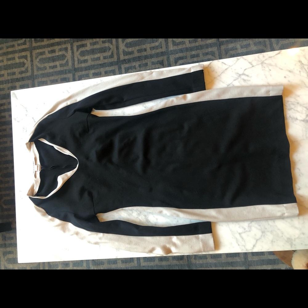 Diane Von Furstenberg black/ cream stretch dress